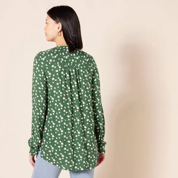 Amazon Essentials Womens LongSleeve Woven BlouseGreen Floral