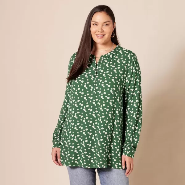 Amazon Essentials Womens LongSleeve Woven BlouseGreen Floral