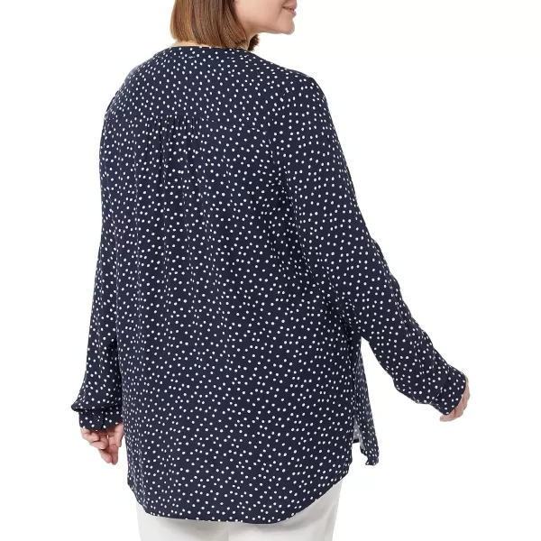 Amazon Essentials Womens LongSleeve Woven BlouseNavy Dots