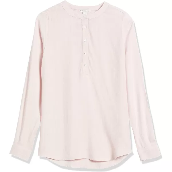 Amazon Essentials Womens LongSleeve Woven BlousePinkWhite Stripe