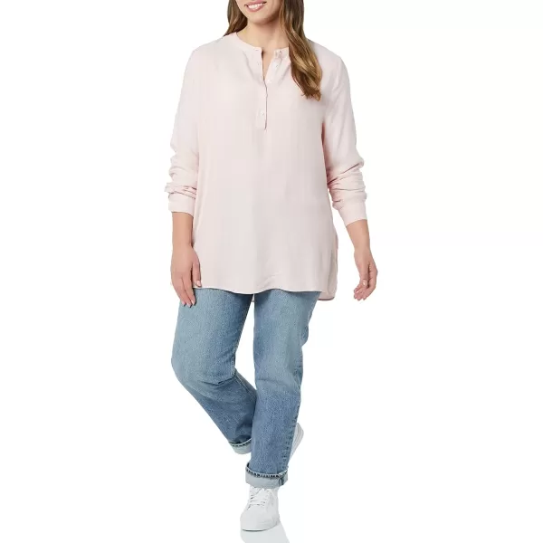 Amazon Essentials Womens LongSleeve Woven BlousePinkWhite Stripe