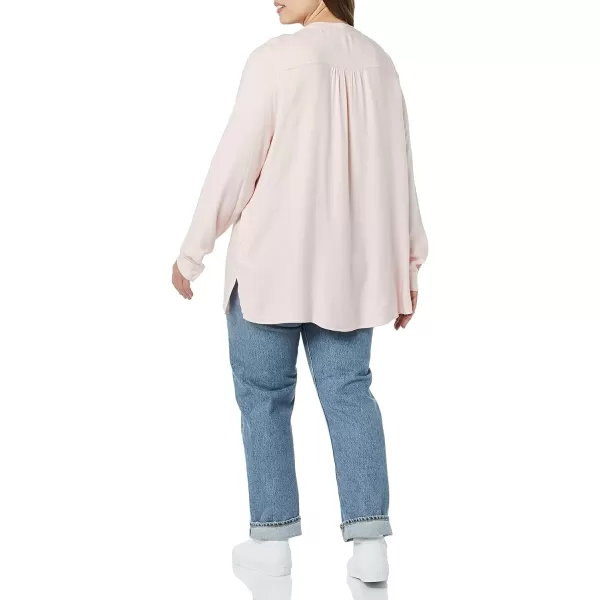 Amazon Essentials Womens LongSleeve Woven BlousePinkWhite Stripe