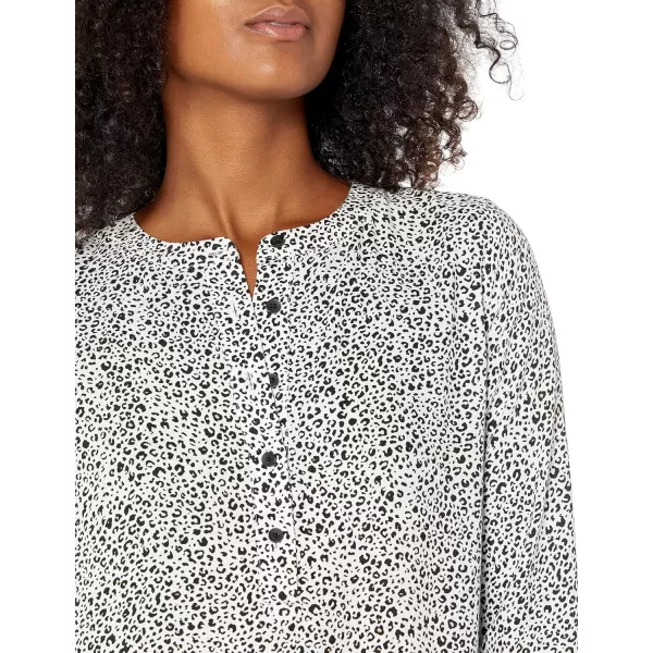 Amazon Essentials Womens LongSleeve Woven BlouseWhite Animal Print