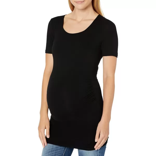 Amazon Essentials Womens Maternity ShortSleeve Rouched Scoopneck TShirt Pack of 2Black