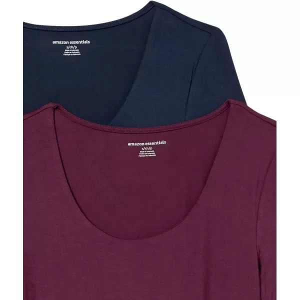 Amazon Essentials Womens Maternity ShortSleeve Rouched Scoopneck TShirt Pack of 2BurgundyNavy