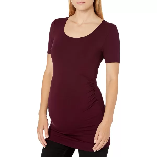 Amazon Essentials Womens Maternity ShortSleeve Rouched Scoopneck TShirt Pack of 2BurgundyNavy