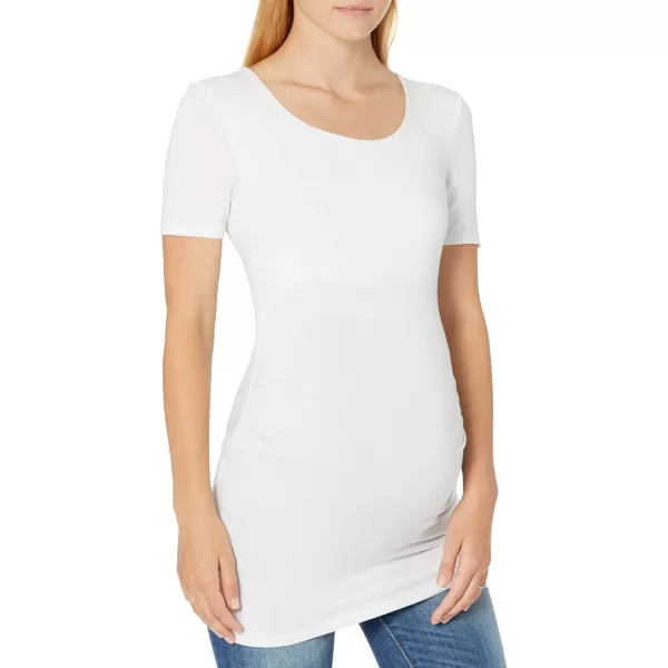 Amazon Essentials Womens Maternity ShortSleeve Rouched Scoopneck TShirt Pack of 2White