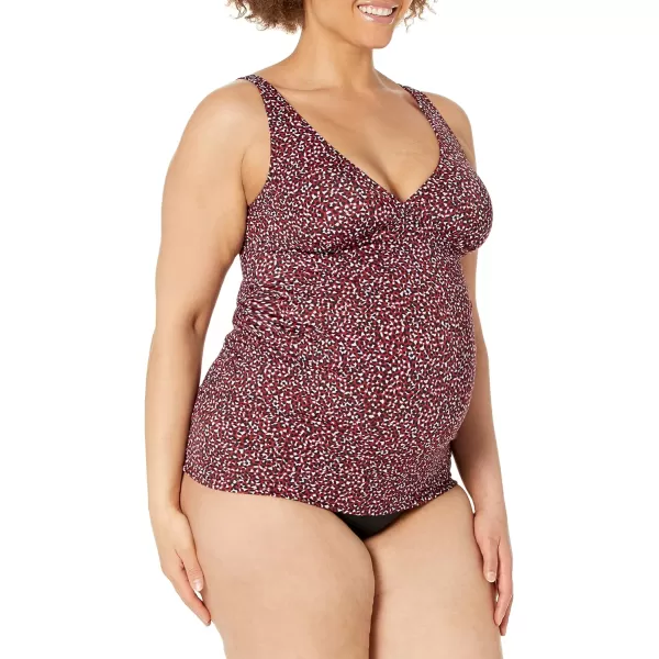 Amazon Essentials Womens Maternity Tankini Swim TopBrick Red Leopard