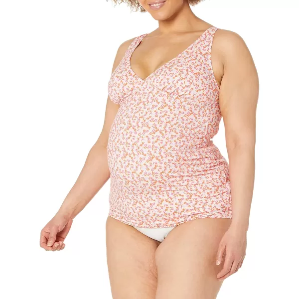 Amazon Essentials Womens Maternity Tankini Swim TopPale Peach Micro Floral