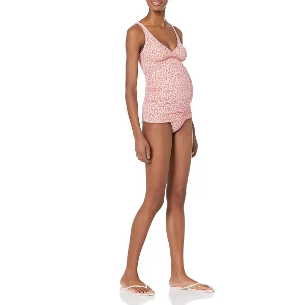 Amazon Essentials Womens Maternity Tankini Swim TopPale Peach Micro Floral
