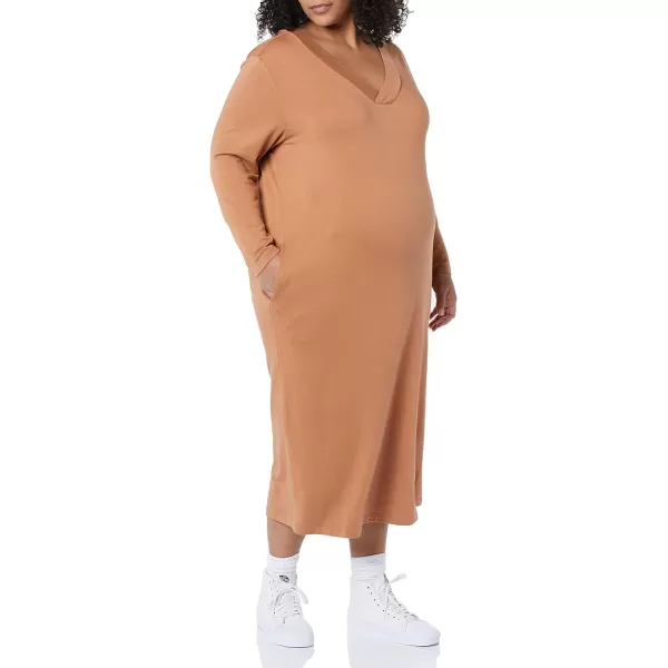 Amazon Essentials Womens Maternity VNeck Relaxed Fit Sweatshirt DressBrown