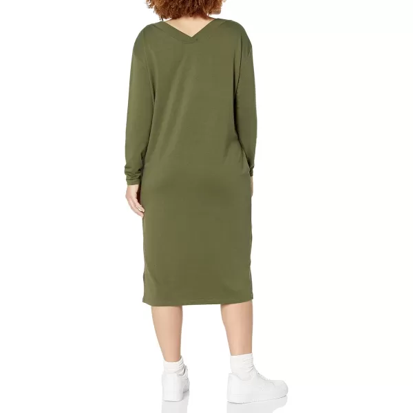 Amazon Essentials Womens Maternity VNeck Relaxed Fit Sweatshirt DressOlive