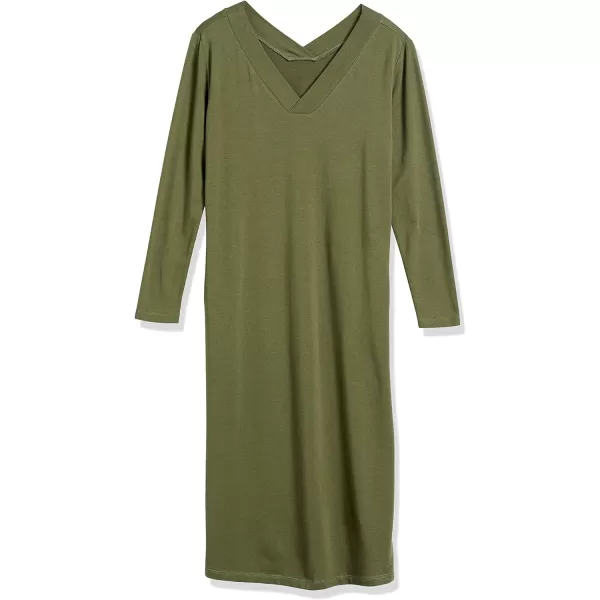 Amazon Essentials Womens Maternity VNeck Relaxed Fit Sweatshirt DressOlive