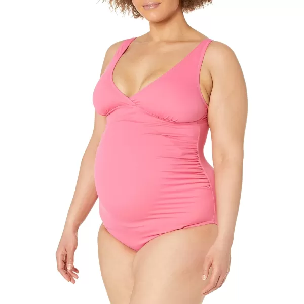 Amazon Essentials Womens Maternity VNeck SwimsuitHot Pink