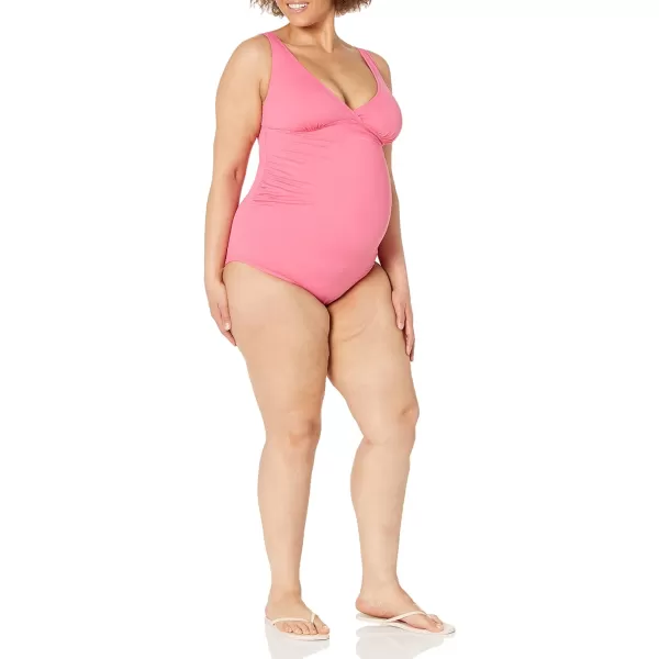 Amazon Essentials Womens Maternity VNeck SwimsuitHot Pink