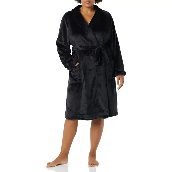Amazon Essentials Womens MidLength Plush Robe Available in Plus SizeBlack