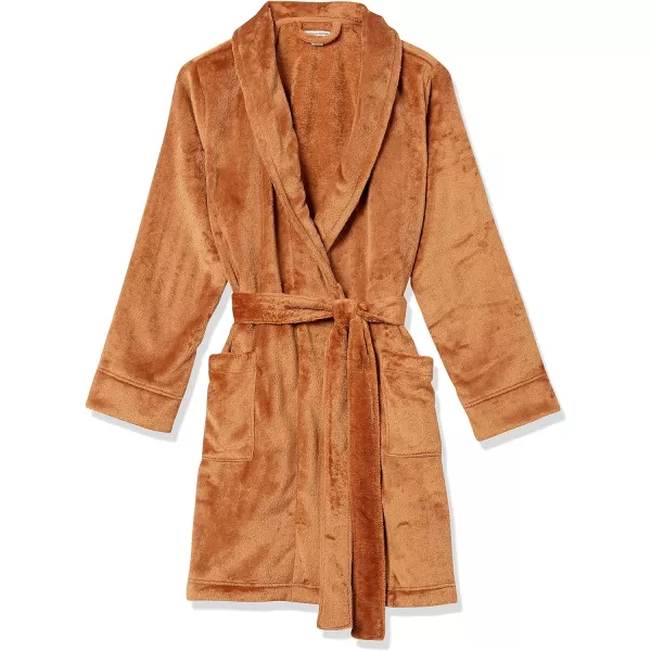 Amazon Essentials Womens MidLength Plush Robe Available in Plus SizeBrown