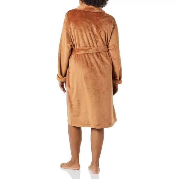 Amazon Essentials Womens MidLength Plush Robe Available in Plus SizeBrown