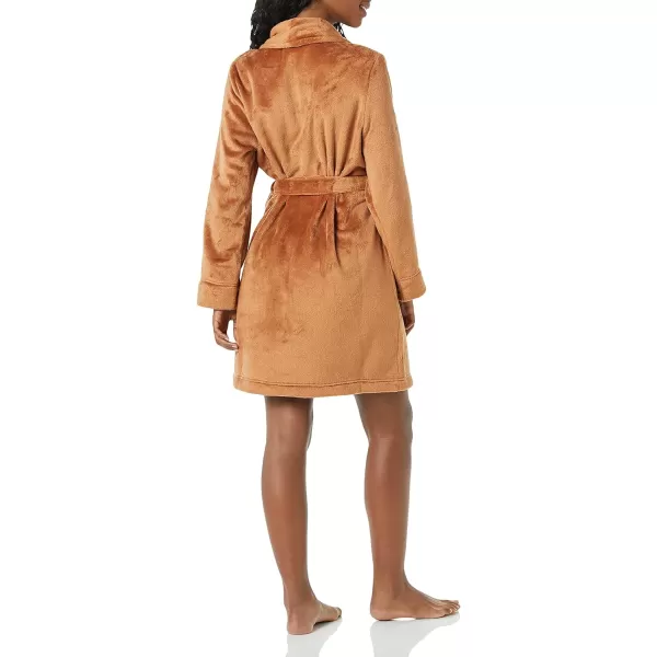 Amazon Essentials Womens MidLength Plush Robe Available in Plus SizeBrown