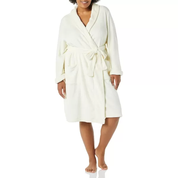 Amazon Essentials Womens MidLength Plush Robe Available in Plus SizeCream