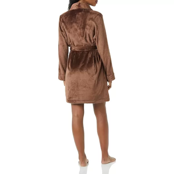 Amazon Essentials Womens MidLength Plush Robe Available in Plus SizeDark Brown