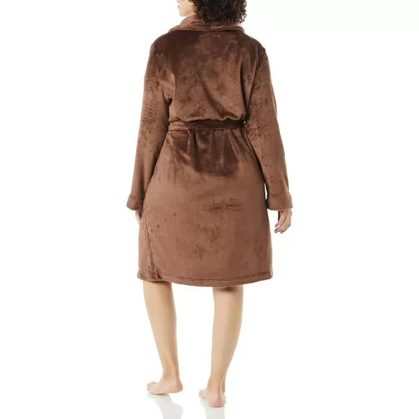 Amazon Essentials Womens MidLength Plush Robe Available in Plus SizeDark Brown