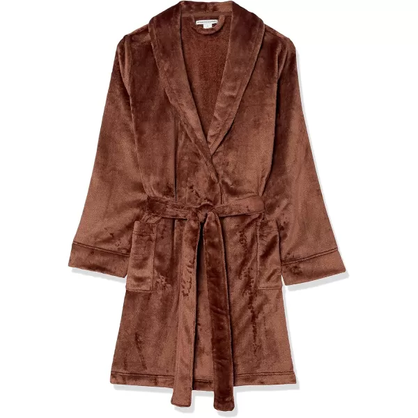 Amazon Essentials Womens MidLength Plush Robe Available in Plus SizeDark Brown