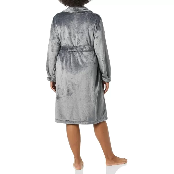 Amazon Essentials Womens MidLength Plush Robe Available in Plus SizeDark Grey