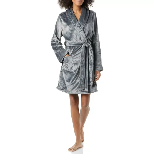 Amazon Essentials Womens MidLength Plush Robe Available in Plus SizeDark Grey