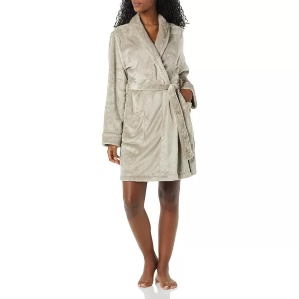 Amazon Essentials Womens MidLength Plush Robe Available in Plus SizeGrey