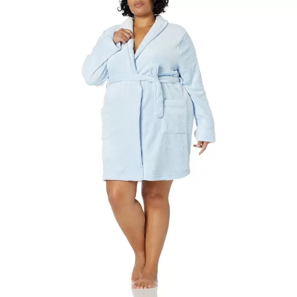 Amazon Essentials Womens MidLength Plush Robe Available in Plus SizeLight Blue