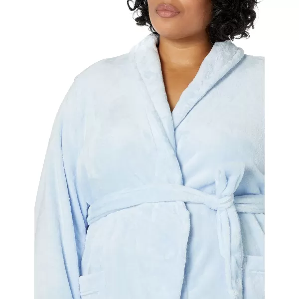 Amazon Essentials Womens MidLength Plush Robe Available in Plus SizeLight Blue