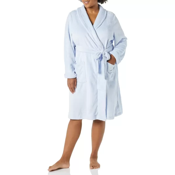 Amazon Essentials Womens MidLength Plush Robe Available in Plus SizeLight Blue