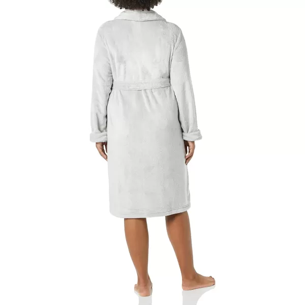 Amazon Essentials Womens MidLength Plush Robe Available in Plus SizeLight Grey