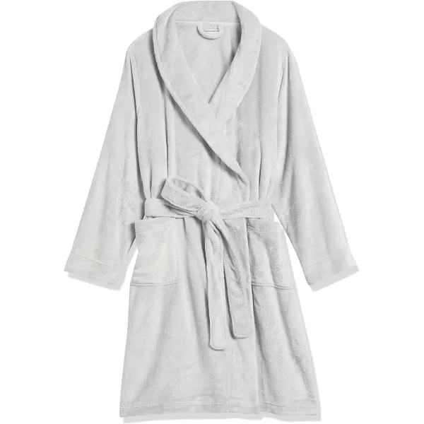 Amazon Essentials Womens MidLength Plush Robe Available in Plus SizeLight Grey