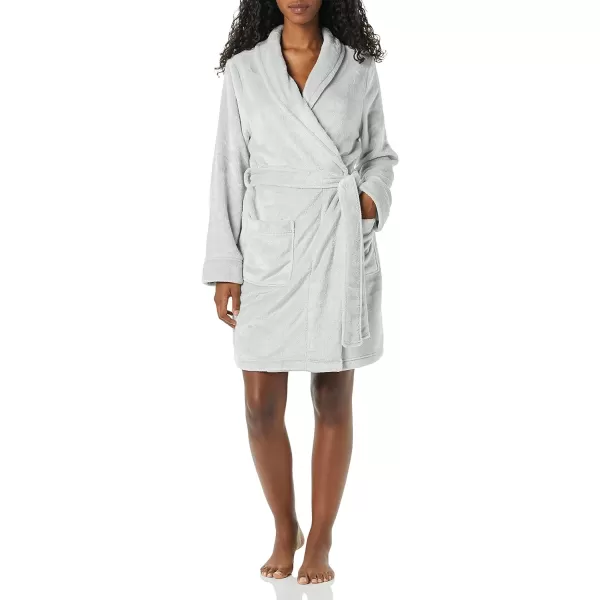 Amazon Essentials Womens MidLength Plush Robe Available in Plus SizeLight Grey