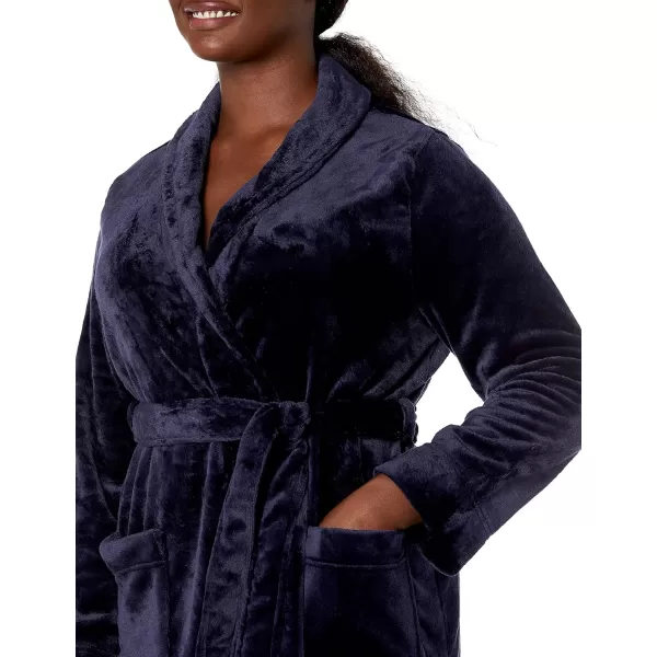 Amazon Essentials Womens MidLength Plush Robe Available in Plus SizeNavy