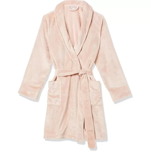 Amazon Essentials Womens MidLength Plush Robe Available in Plus SizePale Pink