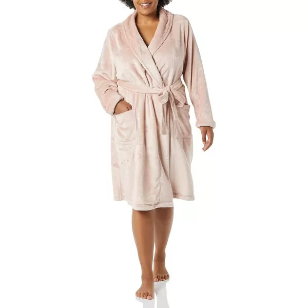 Amazon Essentials Womens MidLength Plush Robe Available in Plus SizePale Pink