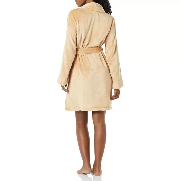 Amazon Essentials Womens MidLength Plush Robe Available in Plus SizeTan