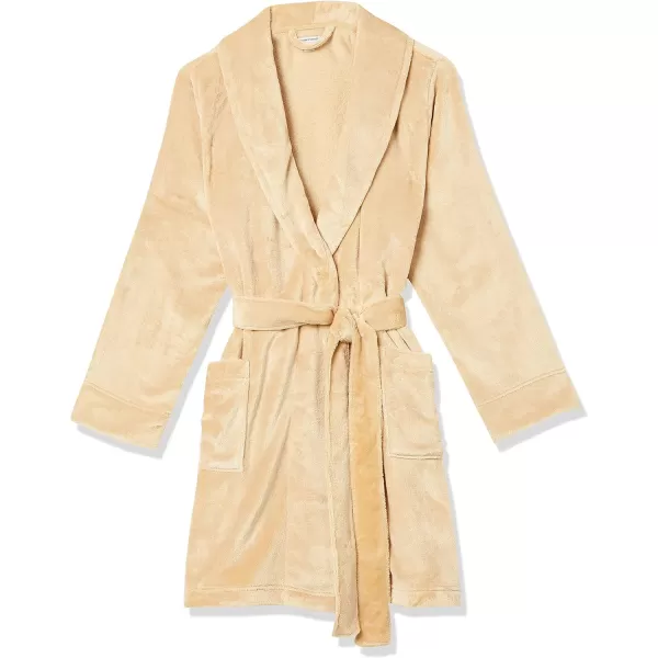 Amazon Essentials Womens MidLength Plush Robe Available in Plus SizeTan