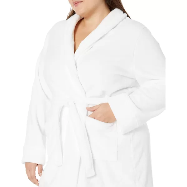 Amazon Essentials Womens MidLength Plush Robe Available in Plus SizeWhite