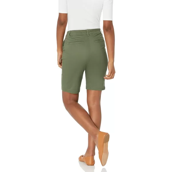 Amazon Essentials Womens MidRise SlimFit 10 Inch Inseam Bermuda Khaki ShortOlive