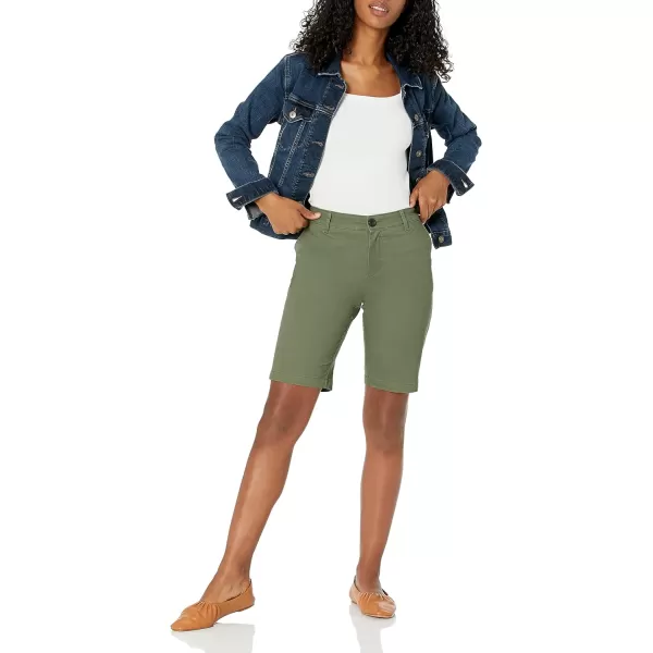 Amazon Essentials Womens MidRise SlimFit 10 Inch Inseam Bermuda Khaki ShortOlive