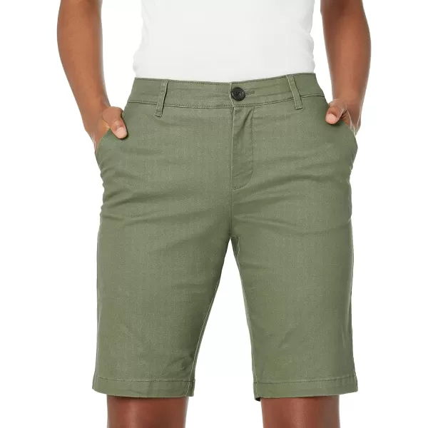 Amazon Essentials Womens MidRise SlimFit 10 Inch Inseam Bermuda Khaki ShortOlive
