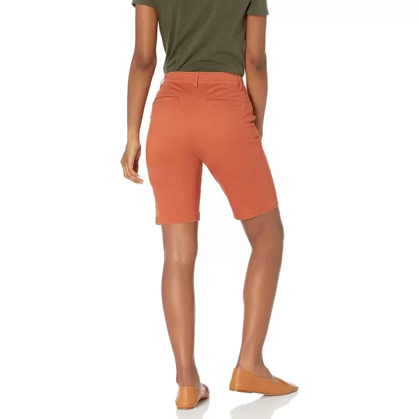 Amazon Essentials Womens MidRise SlimFit 10 Inch Inseam Bermuda Khaki ShortRust Orange