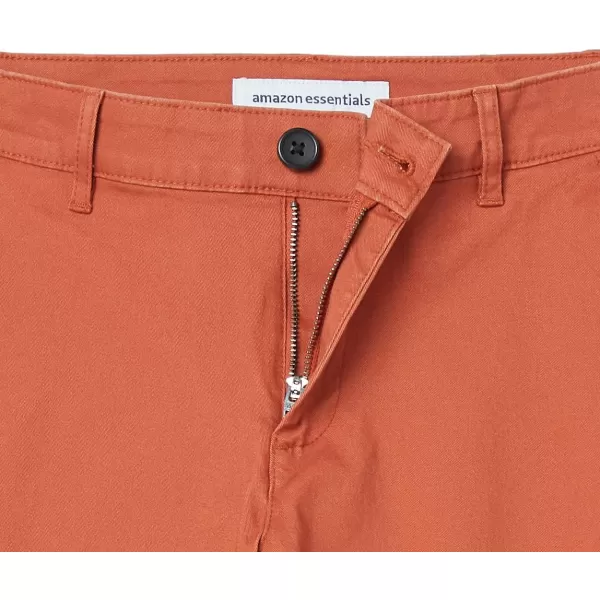 Amazon Essentials Womens MidRise SlimFit 10 Inch Inseam Bermuda Khaki ShortRust Orange