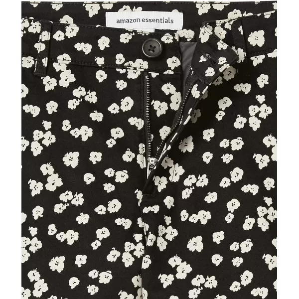 Amazon Essentials Womens MidRise SlimFit 35 Inch Inseam Khaki ShortBlack Floral