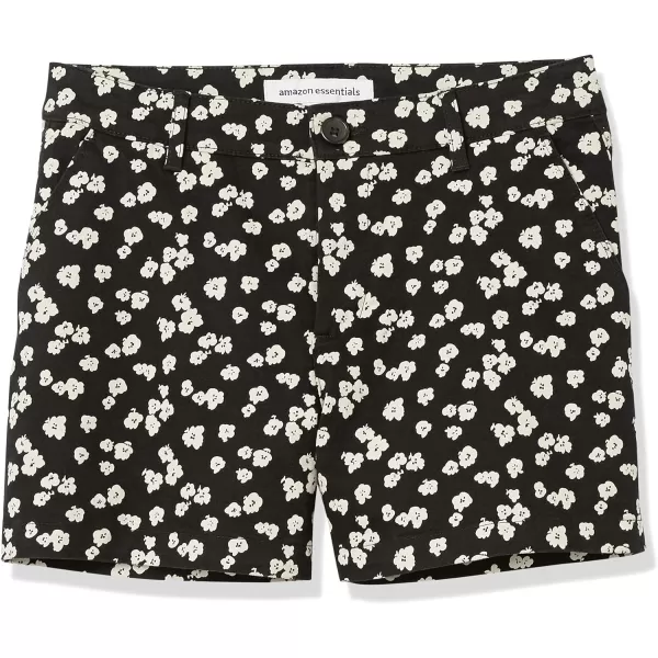 Amazon Essentials Womens MidRise SlimFit 35 Inch Inseam Khaki ShortBlack Floral