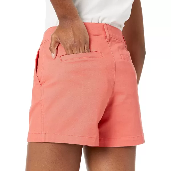 Amazon Essentials Womens MidRise SlimFit 35 Inch Inseam Khaki ShortCoral Pink